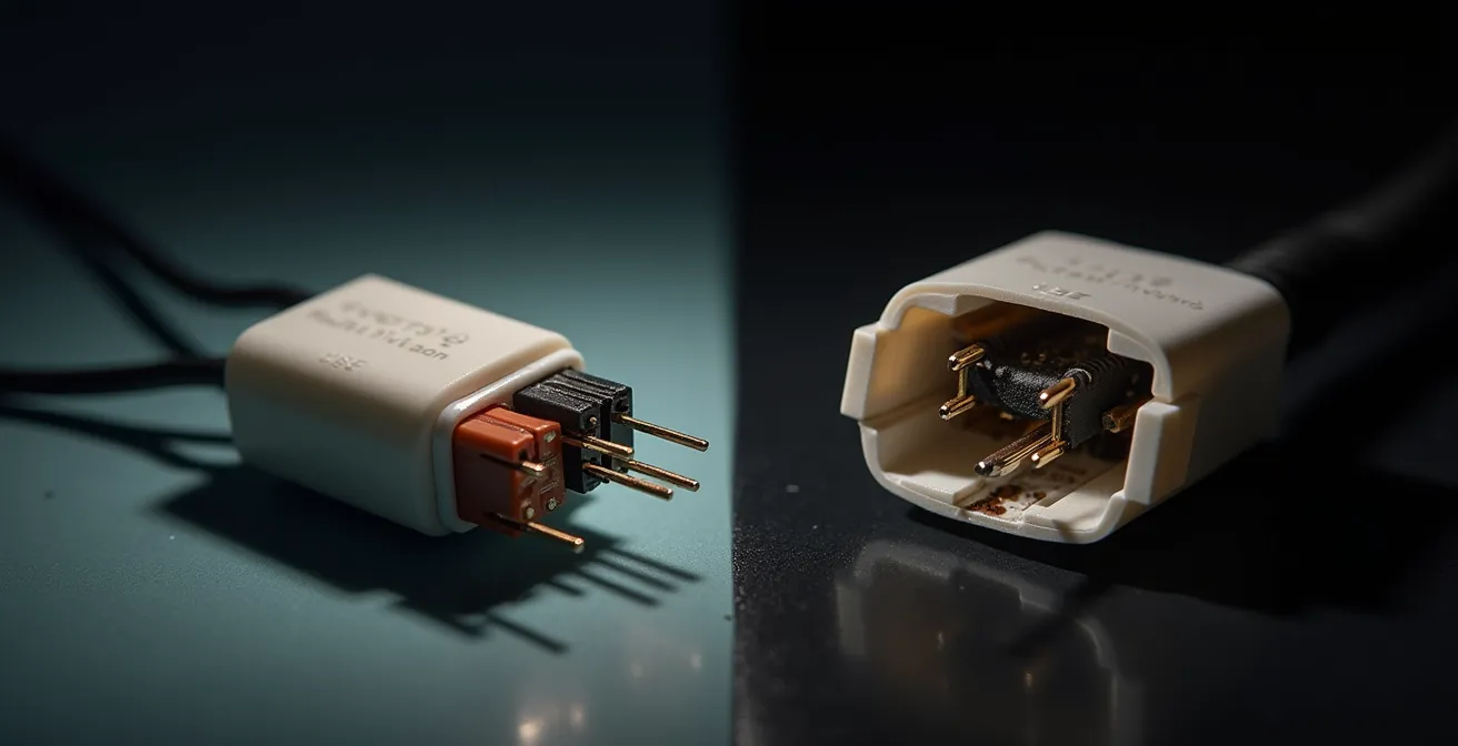 Vergleich zwischen echten und gefälschten Elektronik-Ersatzteilen mit Sicherheitsmerkmalen