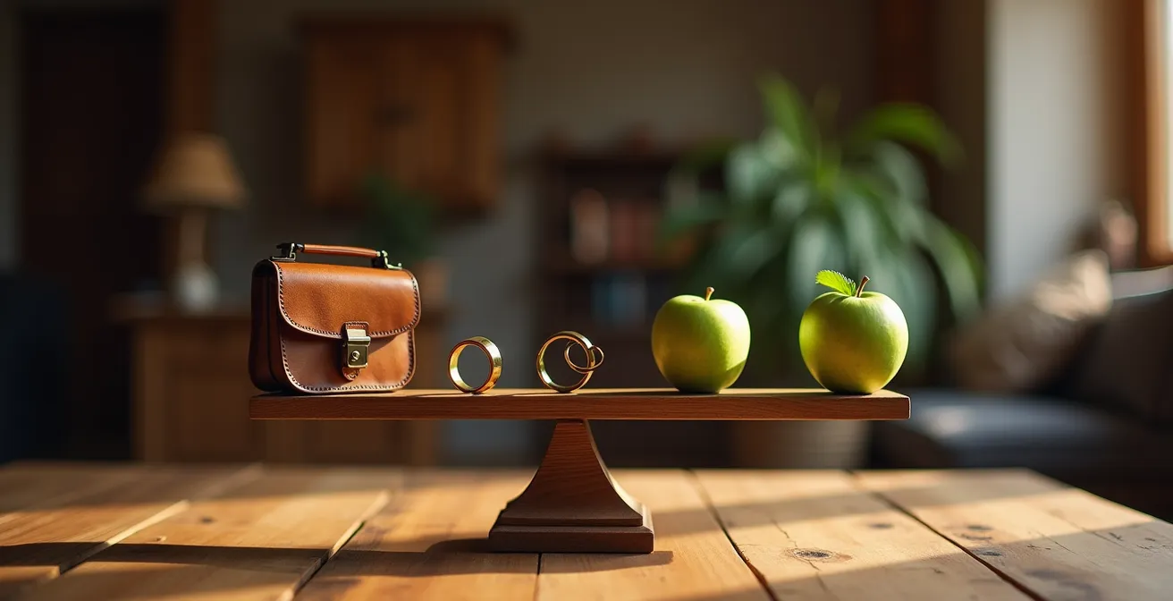 Symbolische Darstellung der vier Lebensbereiche als ausbalancierte Elemente