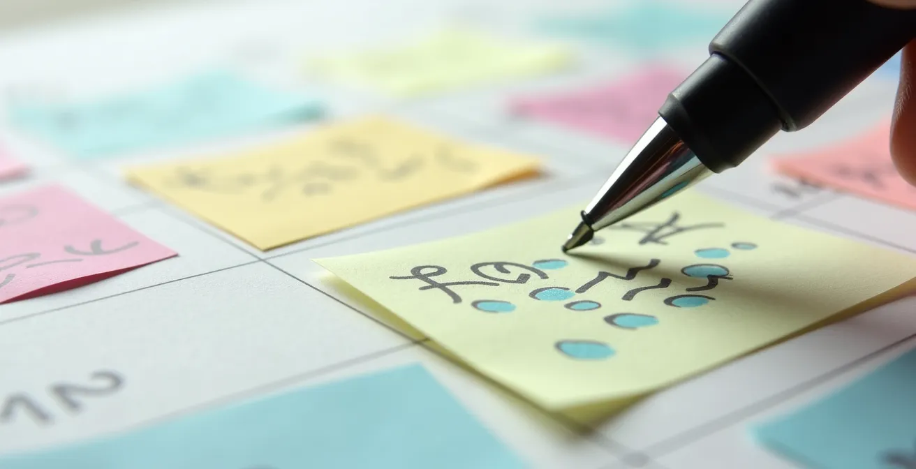 Makroaufnahme von Kalendertagen mit Markierungen für neue Routinen