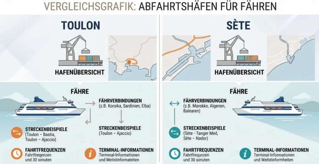 Vergleich der französischen Fährhäfen Toulon und Sète für Reisen auf die Balearen Vergleich der französischen Fährhäfen Toulon und Sète für Reisen auf die Balearen